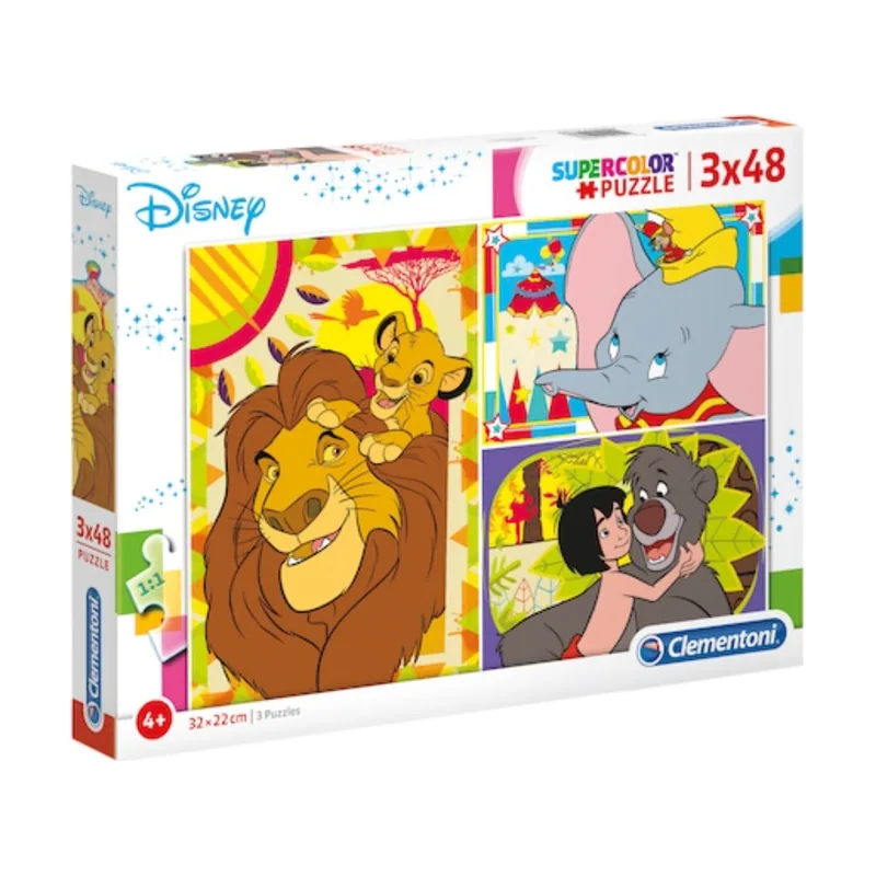 Clementoni Puzzle infantil Clásicos Disney 3 x 48 piezas 32 x 22 cm para niños +5 años