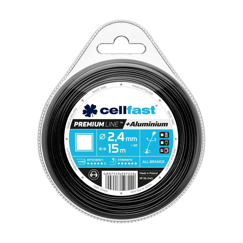 Cellfast Hilo Para Desbrozadoras Hilo Desbrozadora Premium Cuadrado 2,4 mm 15 m
