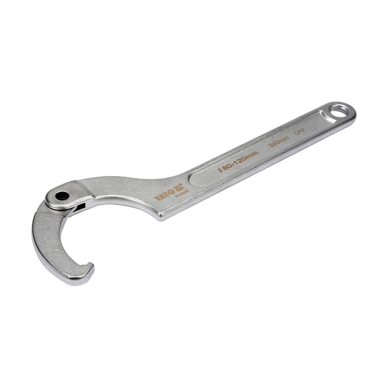 Yato Llave de gancho profesional ajustable con nariz para selección de tuercas de 15-180 mm
