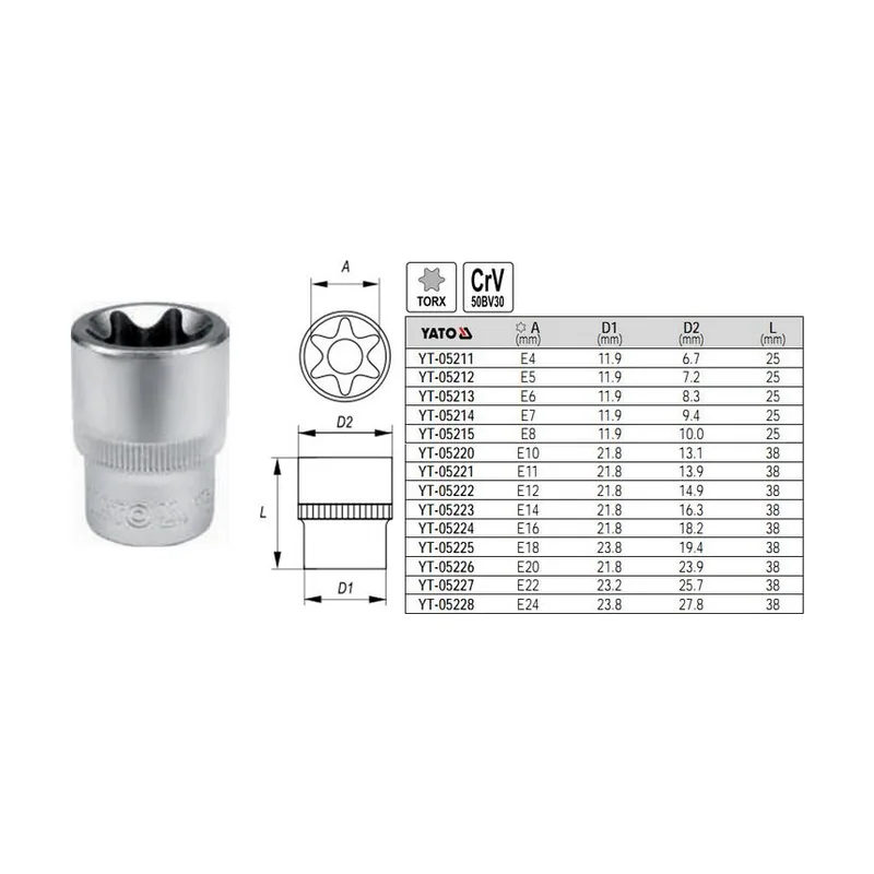 Yato YT-05226 set de conectores y conector Socket 1366