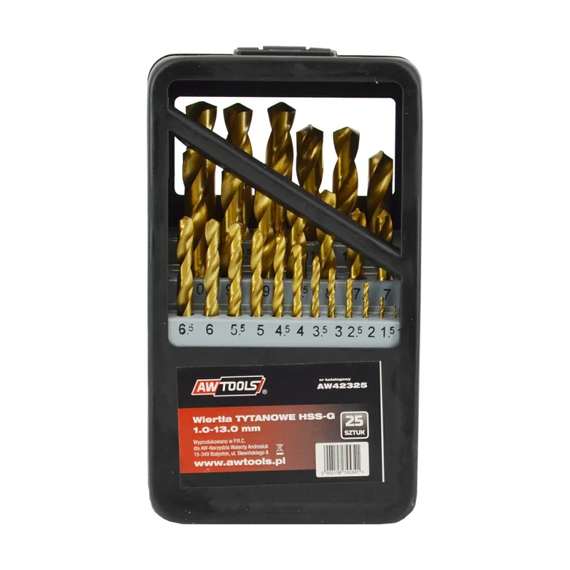 Awtools Juego de brocas HSS-G titanio 1,0-13,0mm
