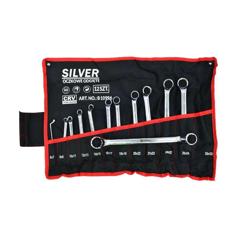 Silver Klucz oczkowy odgięty 12szt. 6-32 mm