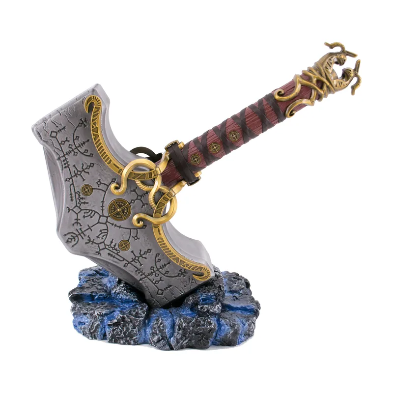 Amont Martillo S0341 Modelo de Martillo de Thor de God of War. Réplica No níquel con detalles en dorado y runas luminiscentes