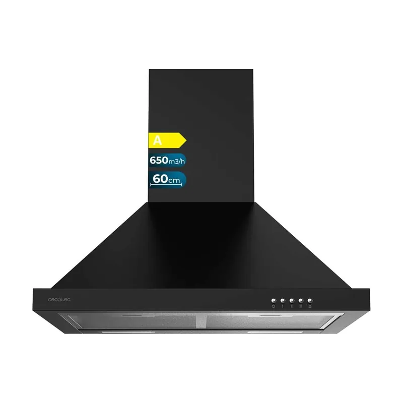 Cecotec Campana Extractora 60 cm Piramidal Bolero Flux PM 606500 Black A. Motor