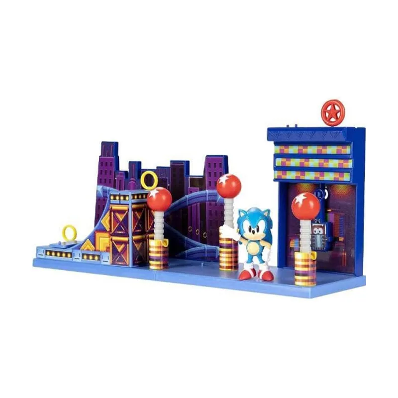 Jakks Pacific Sonic Playset Studiopolis con Detalles Lujosos y con la Exclusiva Figura de Acción Articulada "Sonic" de 6 cm