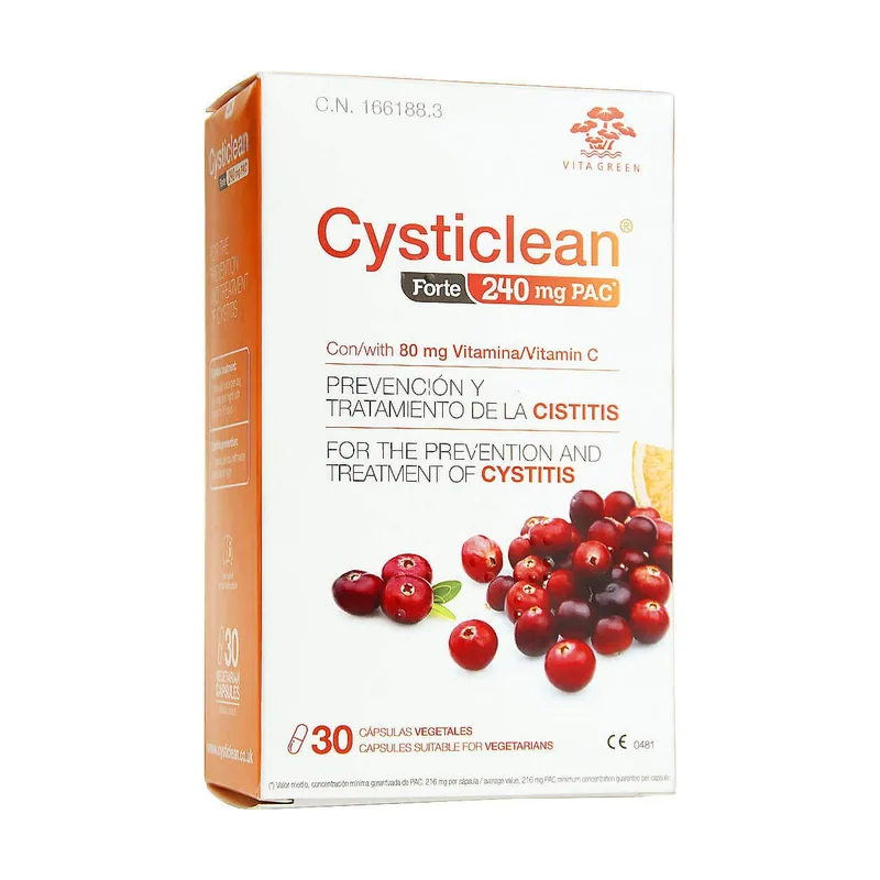 Cysticlean forte con pac y vit c y arándano rojo cápsulas 30 u