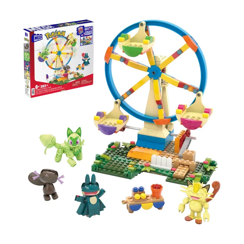Mattel MEGA Pokémon Diversión en la noria Set de construcción con figuras de acción con 4 personajes Sprigatito