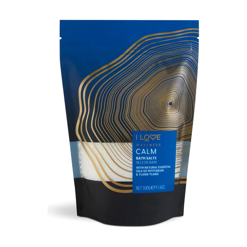 I love Sales de baño con aceites esenciales Wellness Calm fórmula relajante y nutritiva para una piel suave y revitalizada formato 500 g