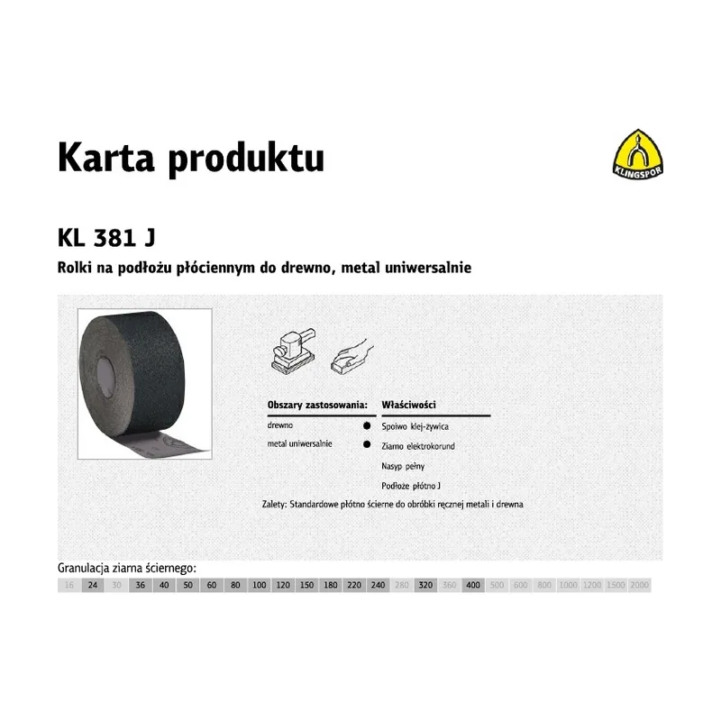 Klingspor rolka na podłożu płóciennym kl381j