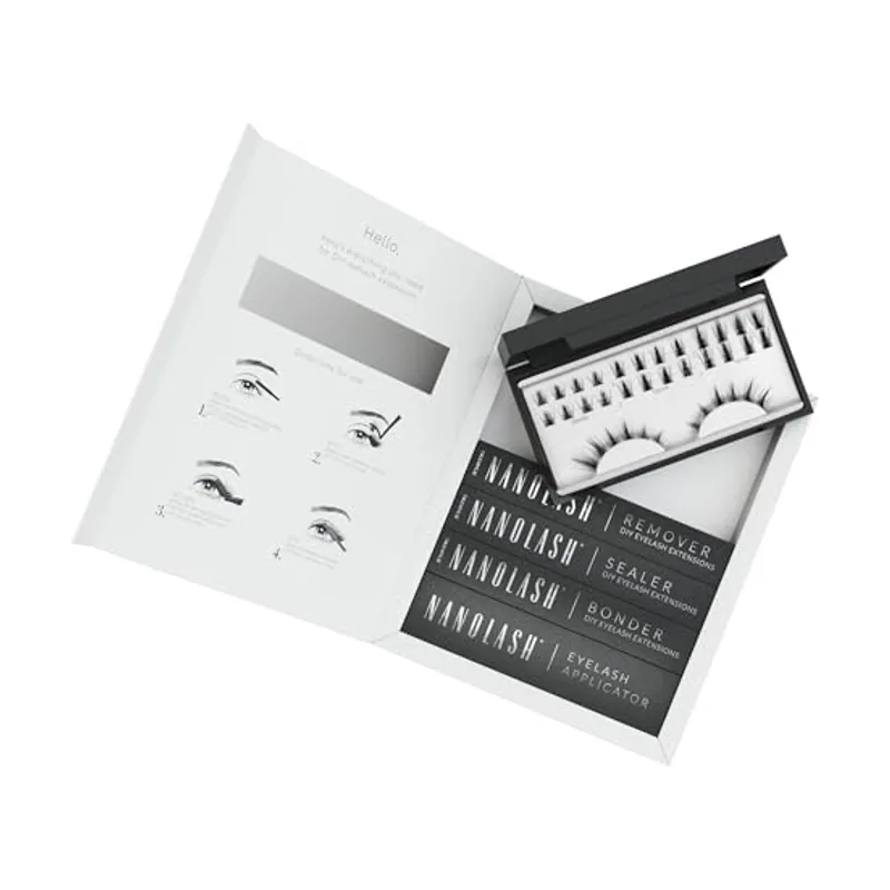 Nanolash Kit de inicio de extensión de pestañas postizas en racimos en casa
