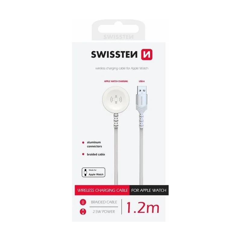 Swissten Braided wireless magnetic charger for apple watch metal