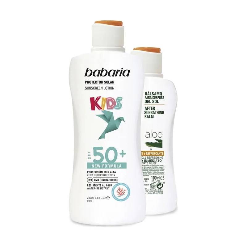 Babaria Pack Protector Solar Mineral Niños SPF 50 y After Sun de Aloe Vera