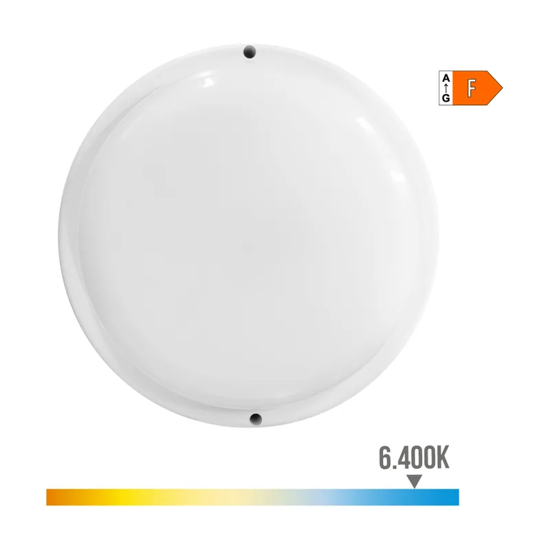 EDM Aplique de Pared 32447 Blanco Plástico F 18 W 120 W 1820 LM Sensor de Movimiento Sensor de luz Redondo 6400 K