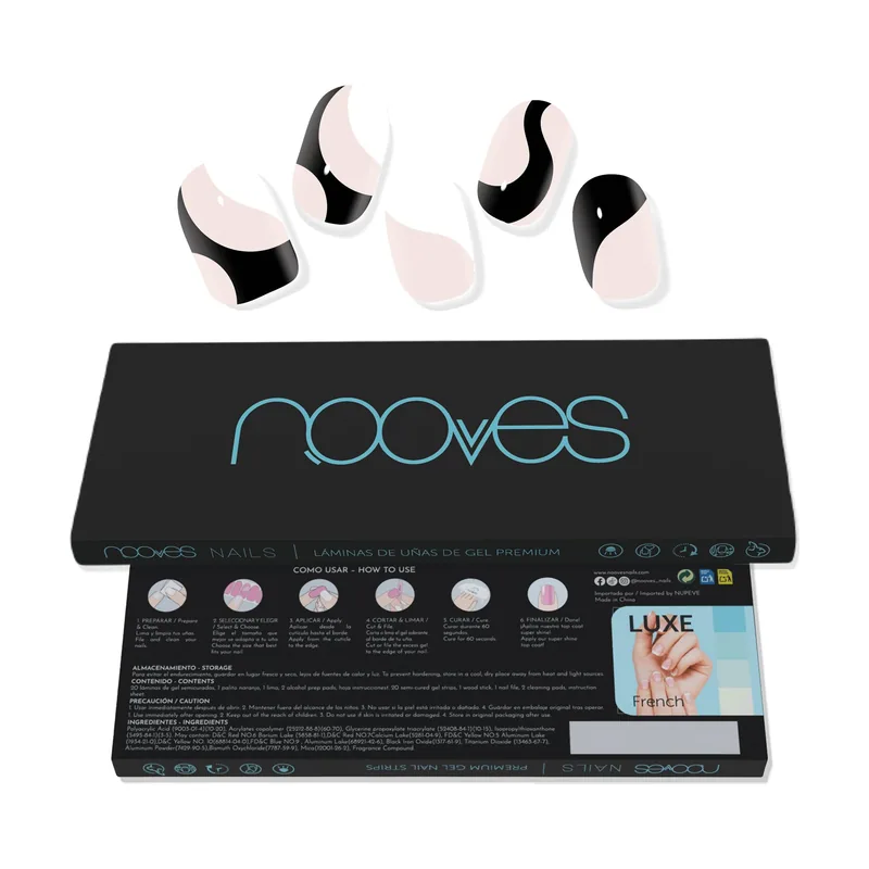 Nooves Láminas de Gel para Uñas White Cow Art Design