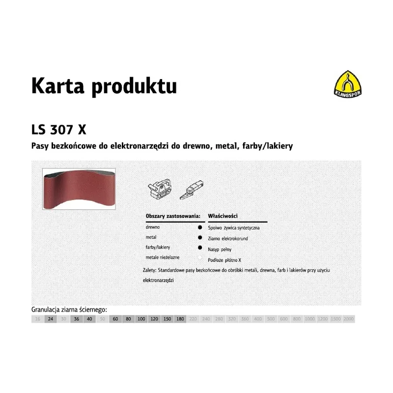Klingspor pasy bezkońcowe do elektronarzędzi ls307x