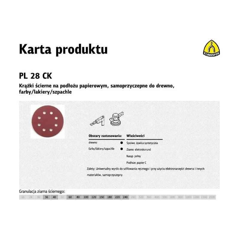 Klingspor Disco abrasivo autoadhesivo PL28CK