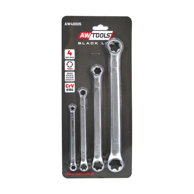 Awtools Juego DE Llaves DE OJO Torx E6-E24 4 piezas.