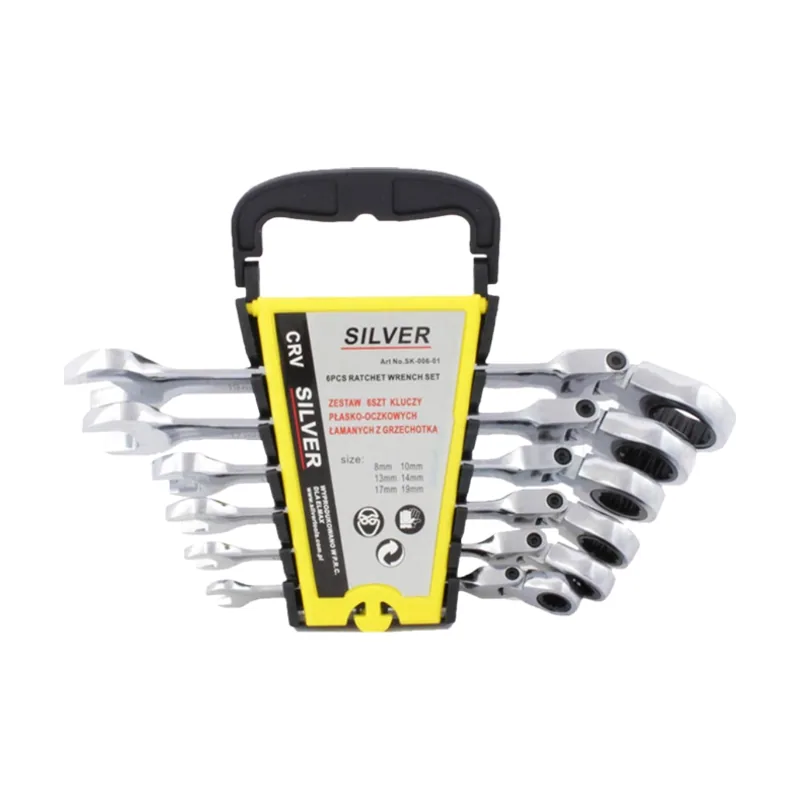 Silver Juego de llaves combinadas con carraca articuladas