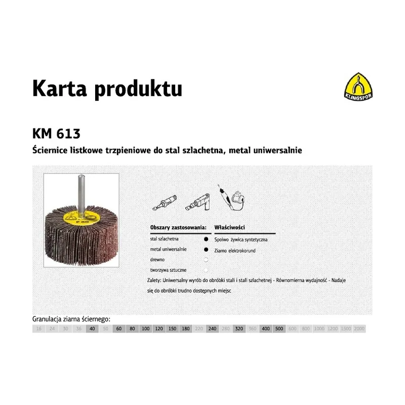 Klingspor Lija Ściernica Listkowa Trzpieniowa KM613