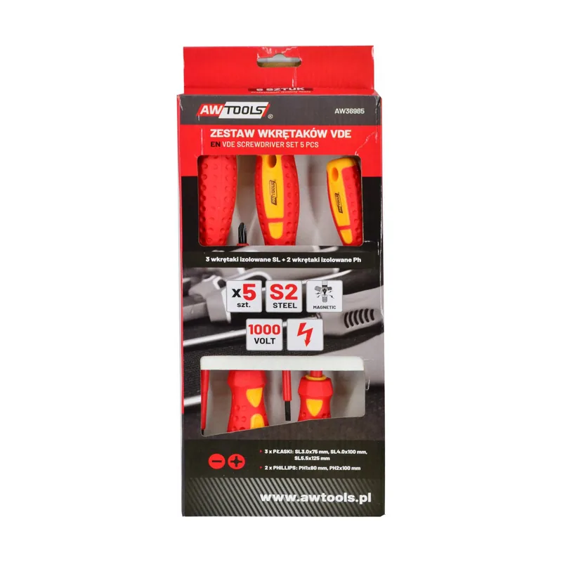 Awtools Juego de Destornilladores VDE S2 5 piezas