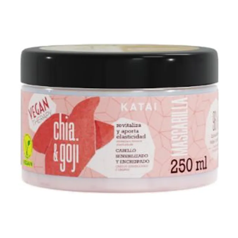 Katai Mascarilla vegana Chia & Goji Pudding 250ML Nutrición Vegana para Cabellos Sensibles. Elimina el Frizz con Formulaciones Naturales Certificadas. ¡Suavidad sin Sulfatos ni Parabenos!