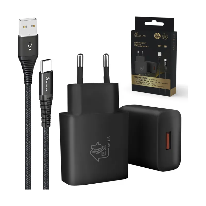 Extralink Cargador USB C 12W con Cable USB A 2 m