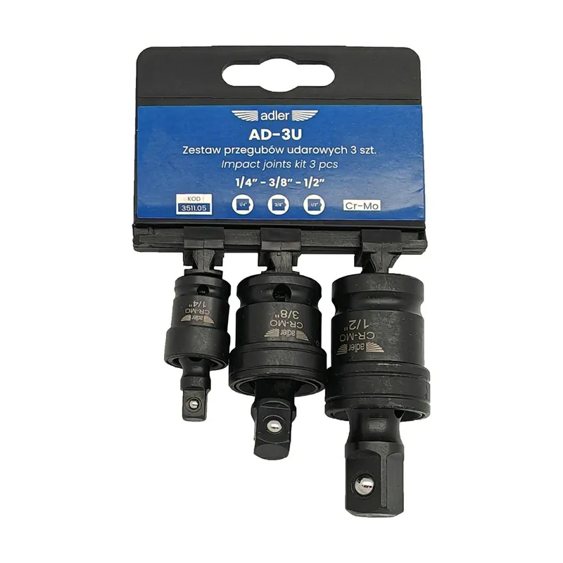 Adler Juego de juntas universales de impacto 1/2" 3 piezas AD-3U