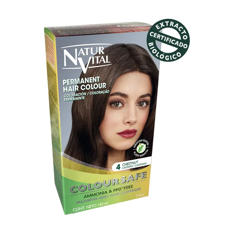 Natur Vital Naturaleza y Vida Tinte ColourSafe Permanente nº 4 Castaño 150 ml