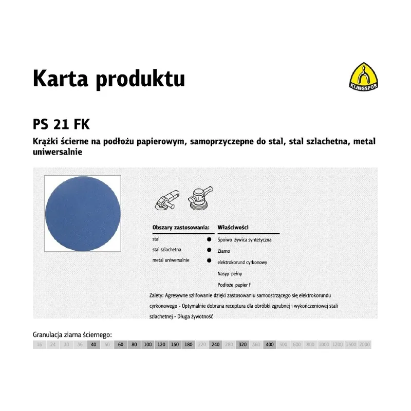 Klingspor Disco abrasivo autoadhesivo PS21FK