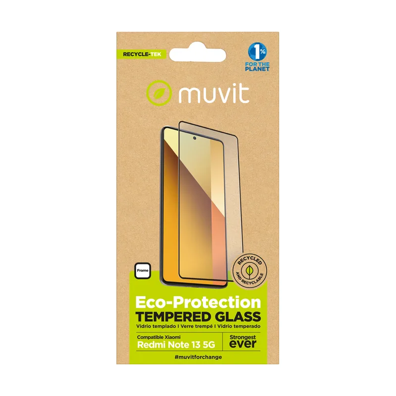 Muvit for change protector pantalla recycletek compatible con xiaomi redmi note 13 5g vidrio plano marco