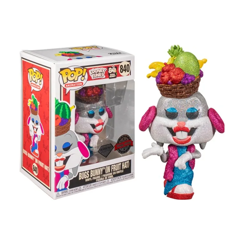 Funko POP Looney Tunes Bugs Bunny con Sombrero DE Frutas Glitter Efecto Diamante Exclusivo EDICION Especial 51731 Muñecos cabezones