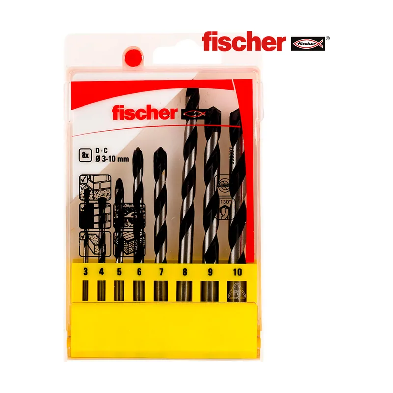 Fischer Juego de brocas E 3-4-5-6-7-8-9-10mm para pared hormigón