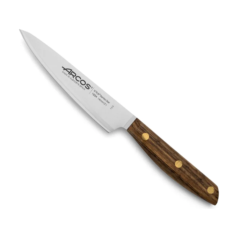 Arcos Cuchillo cocinero serie nórdika hoja de Acero Inoxidable NITRUM® de 14 cm de largo y mango de Ovengkol