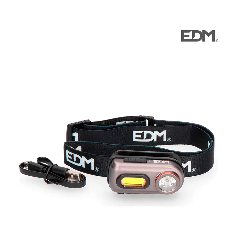 EDM Linterna de cabeza frontal 2 leds 3w+5w 400lm recargable.