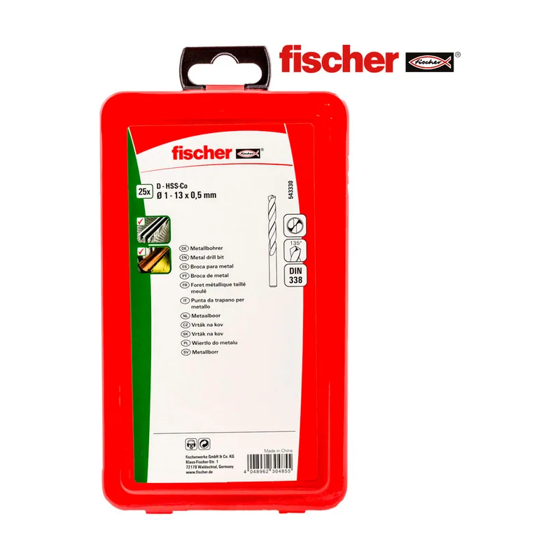 Fischer Juego de brocas cobalto para metal 1-13mm 25 Unidades