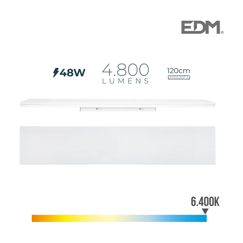EDM Regleta led 48w 6400k luz fria 4800lm 12x120x4,5cm