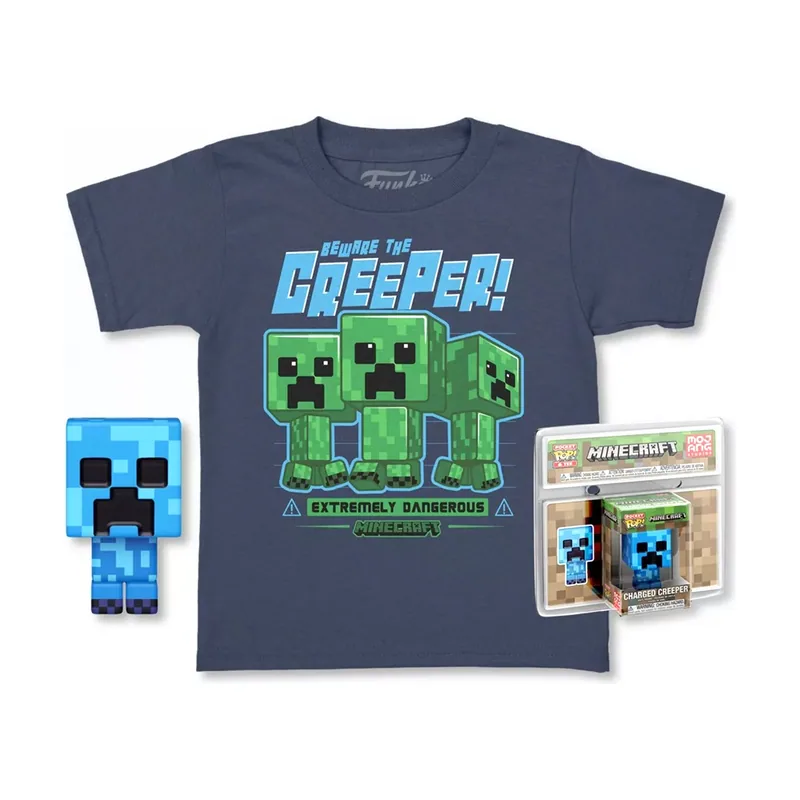 Funko Pop & tee Minecraft Charged Creeper + Camiseta Talla L