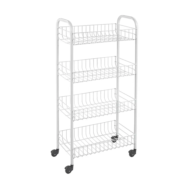 Metaltex PISA Carrito Multiuso Plastificado de 4 Niveles con Ruedas. Blanco Dimensiones 41 x 23 x 84 centímetros