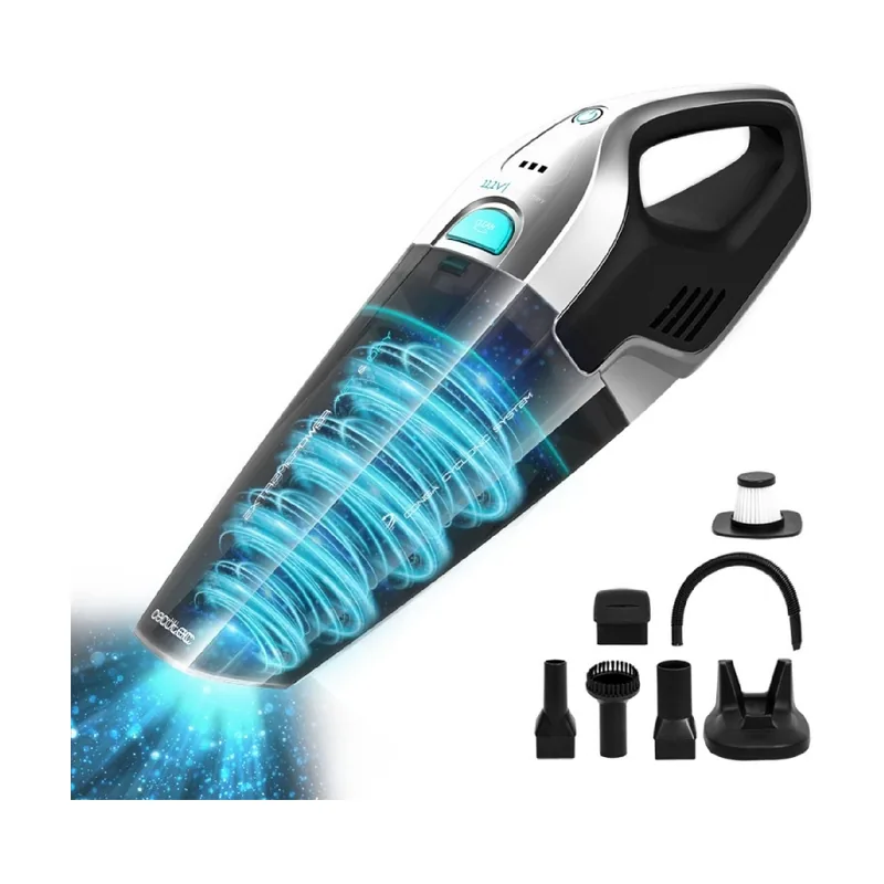 Cecotec mano con batería de Ion-Litio 11,1 V. Tecnología ciclónica sin bolsas. Para sólidos y líquidos. Depósito de 500 ml. Apto para todas las superficies. Con base de carga.