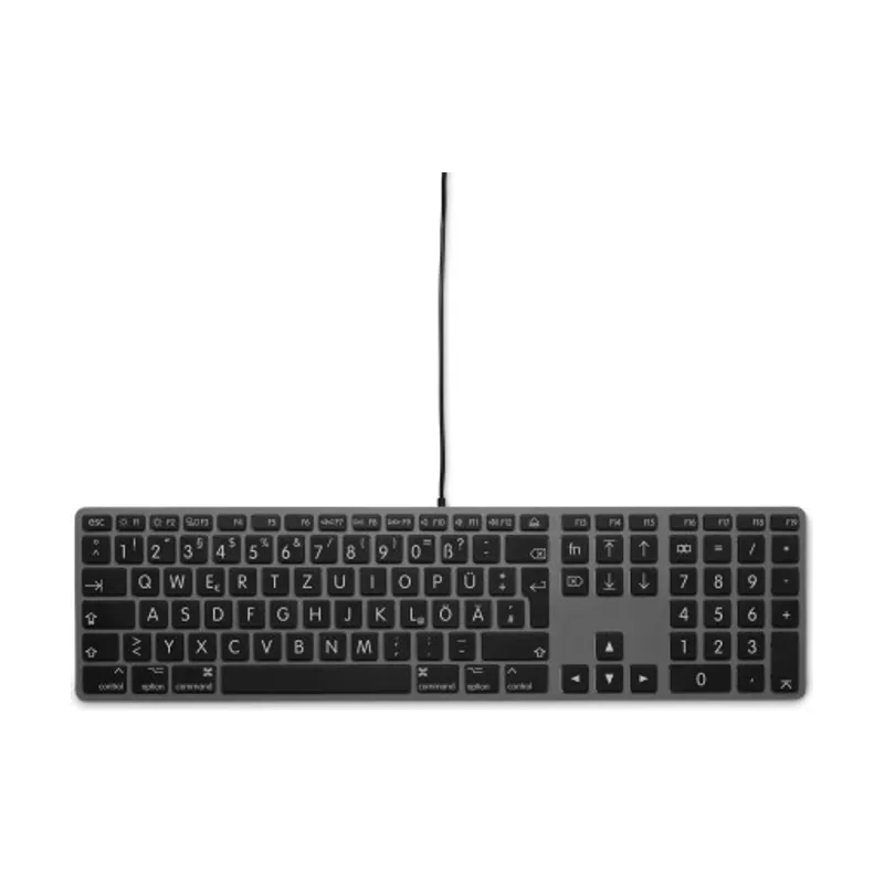 Lmp Teclado USB alemán QWERTZ con esfera grande cubierta de aluminio y 2 puertos USB-A compatible con Mac