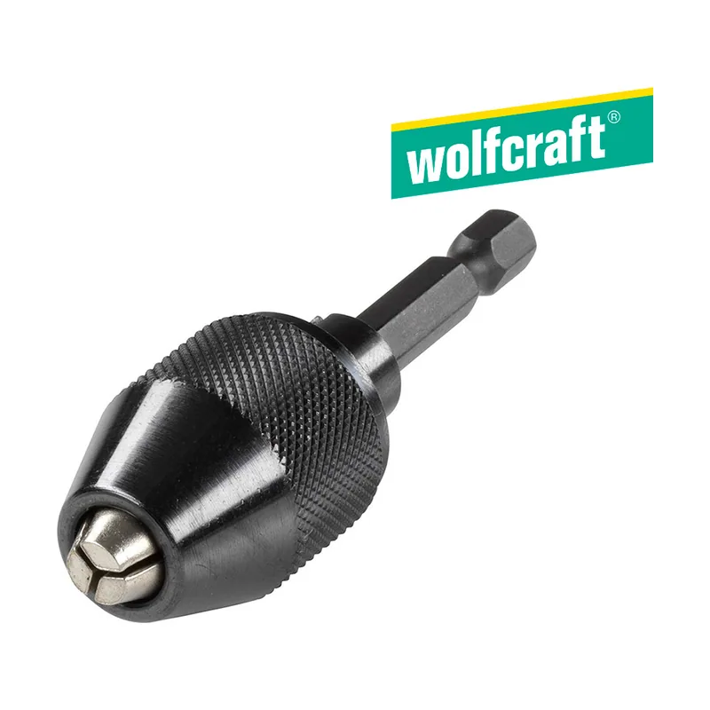 Wolfcraft Portabrocas de acción rápida para atornilladores o taladros I 2625000 I Para sujetar y soltar accesorios de forma rápida y sencilla rango apertura 0,5 a 6,5 mm