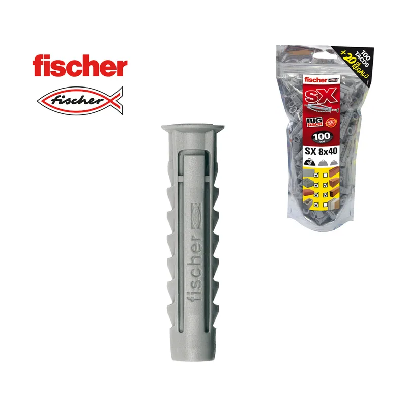 Fischer Tacos pared para hormigón SX 8x40 para fijar lámparas