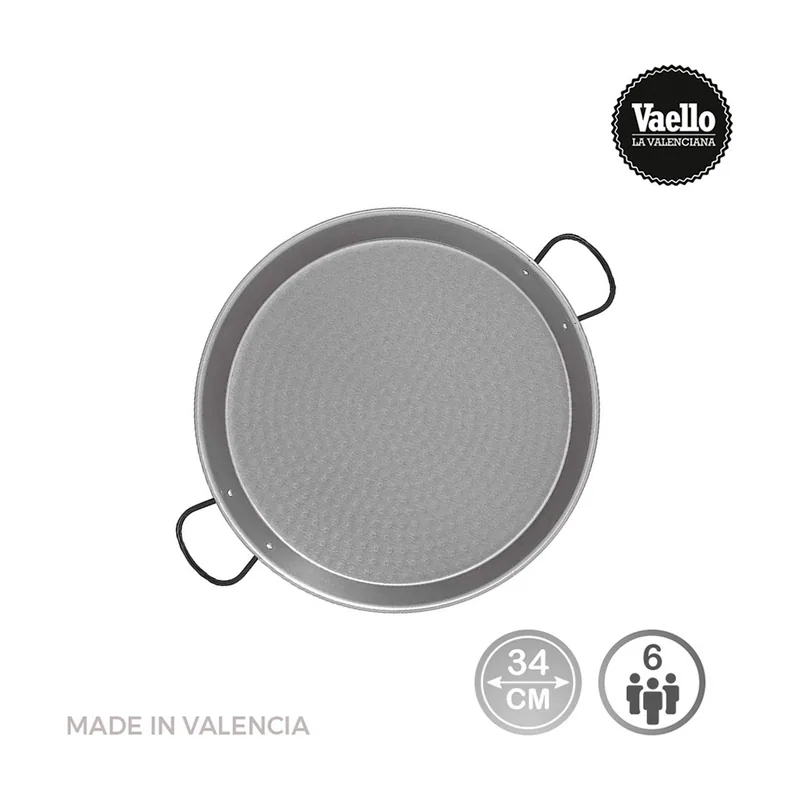 Vaello campos paella de acero pulido 34cm para 6 personas 0134