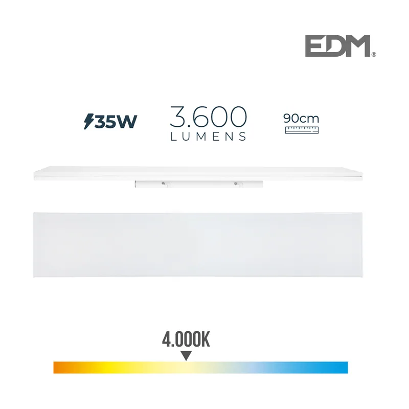 EDM Regleta led 35w 4000k luz dia 3600lm 12x90x4,5cm