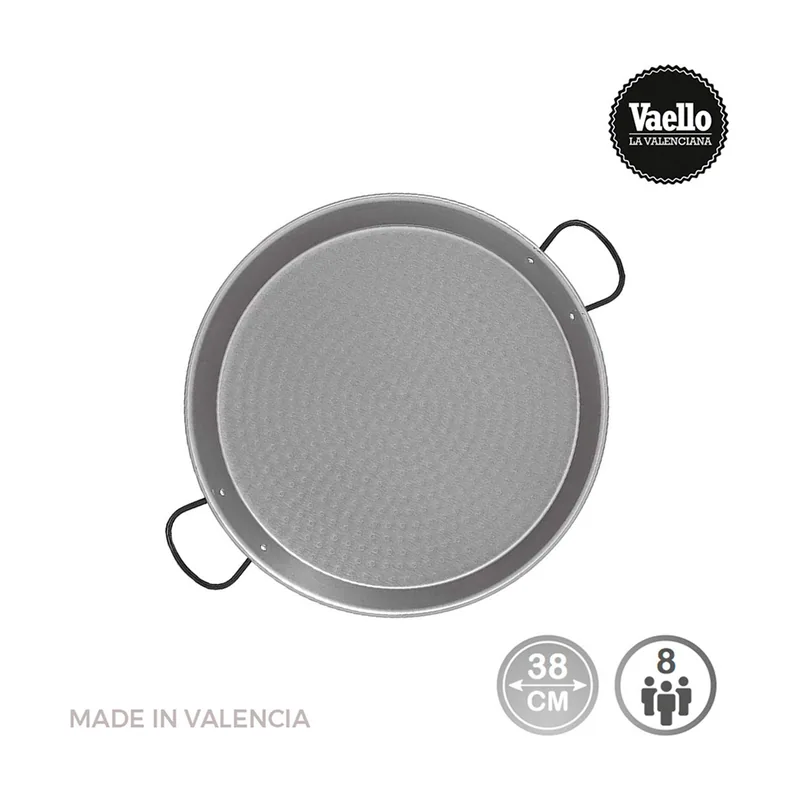 Vaello Paellera Tradicional Acero Pulido 8 personas Ø 38 cm