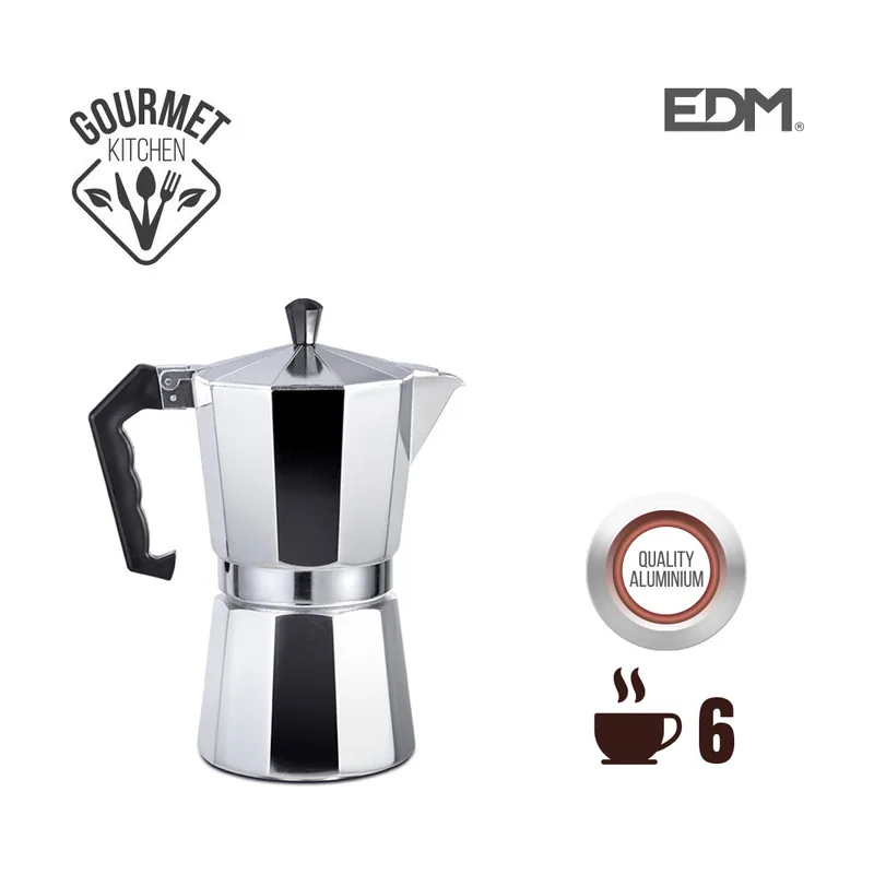 Gourmet EDM Cafetera DE Aluminio 6 Tazas
