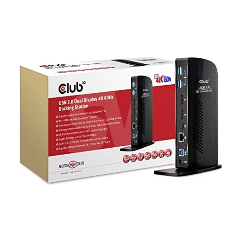 Club-3d CLUB3D USB3.2 Gen1 Type A or C Display 4K60Hz Docking Station DisplayLink® Certified
