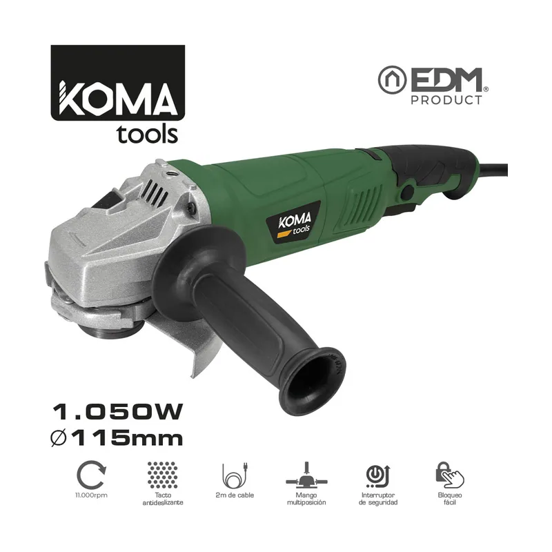 Koma tools Amoladora Electrica 1050W Ø115mm 22,8x35,5cm