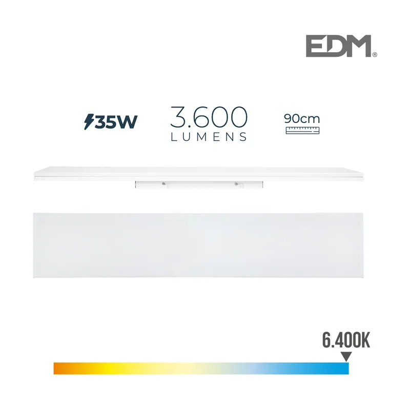 EDM S.of. regleta led 35w 6400k luz fria 3600lm 12x90x4,5cm