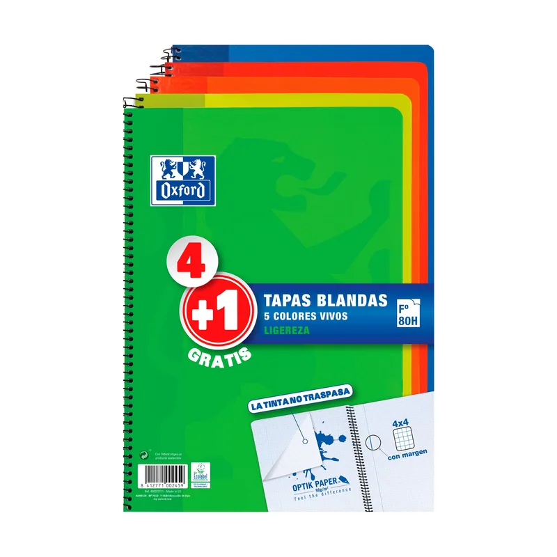 Oxford Cuadernos A4 Cuadrícula 4x4